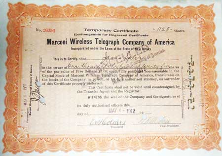 Marconi Wireless Telegraph Company America Temporaney